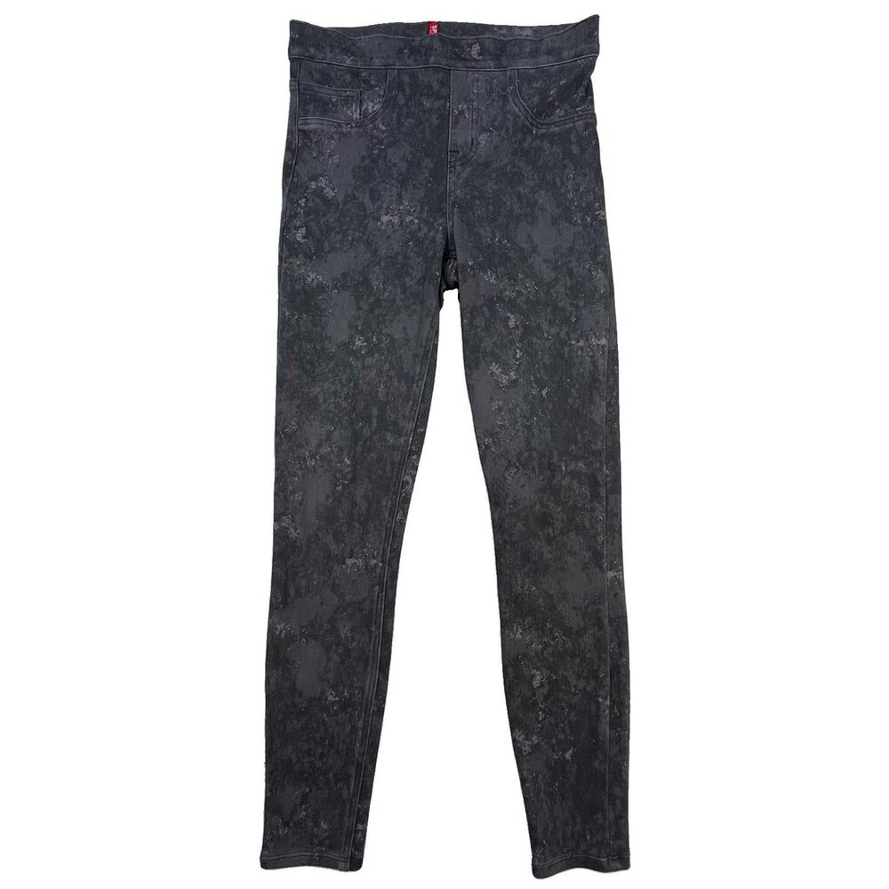 Spanx Jean-ish Ankle Leggings Jeans Women Size M Black Camo Pull On Shape Wear